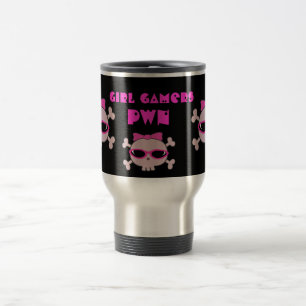 Mug De Voyage Crânes de pwn de Gamers de fille avec des lunette