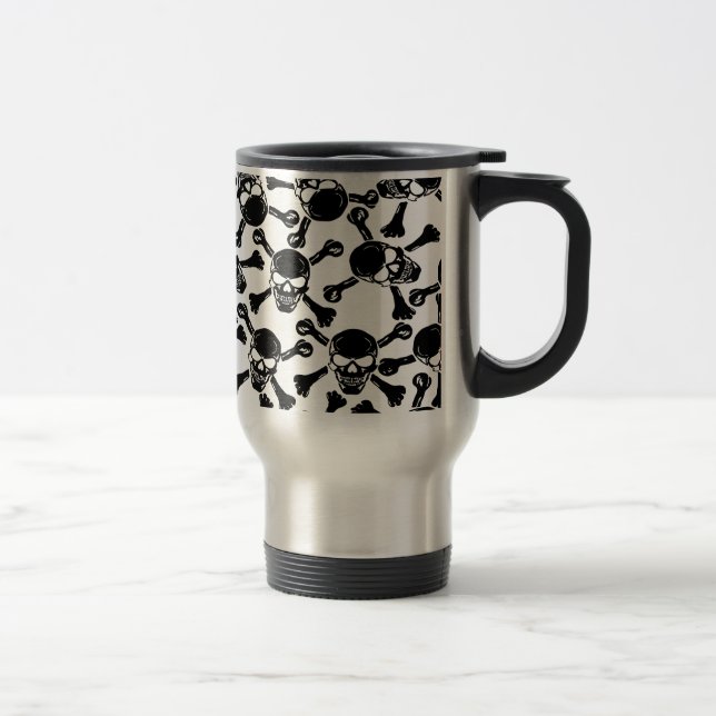 Mug De Voyage Crânes et os croisés de pirate gothique (Droit)