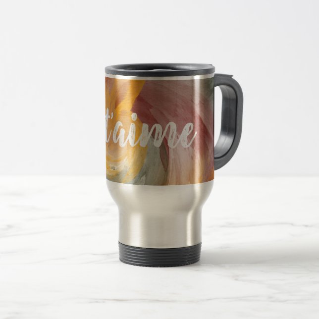 Mug De Voyage Cravate-teinture orange vert peint Aquarelle dans  (Devant droit)