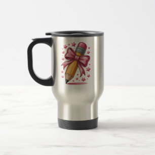 Mug De Voyage Crayon Coquette Arc Remerciement Enseignant École