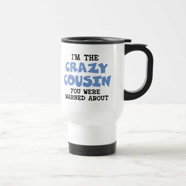 Mug De Voyage Crazy Cousin Amusement Familial - Bleu (Droite)