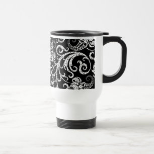 Mug De Voyage Création de fond de fleurs dalmatien noir mignon