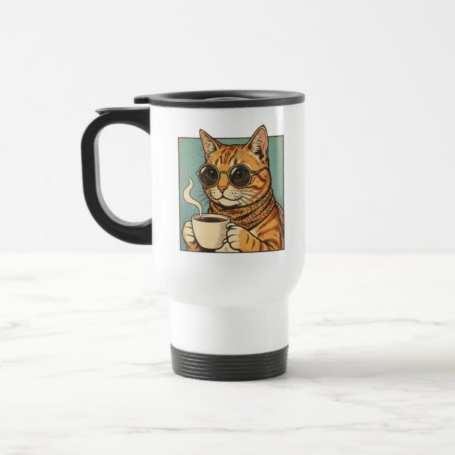 Mug De Voyage Création de style rétro pour les amateurs de chats (Gauche)