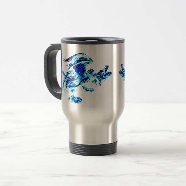 Mug De Voyage Créature de Fantaisie Glace Dragon Blue Frost Isol (Devant gauche)