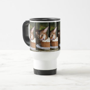 Mug De Voyage Crème & Whiskers – Chat Élégant