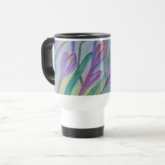 Mug De Voyage Crocus de printemps Abstrait (Devant gauche)