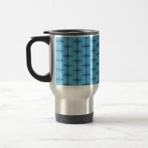 Mug De Voyage Croix chrétienne avec ornement bleu
