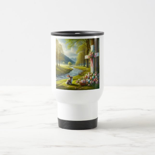 Mug De Voyage Croix de Pâques avec lapin et oeufs (Centre)