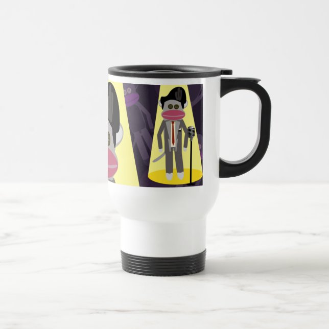 Mug De Voyage Crooner Fun Cinquante Chanteur rétro Sock Monkey (Droite)