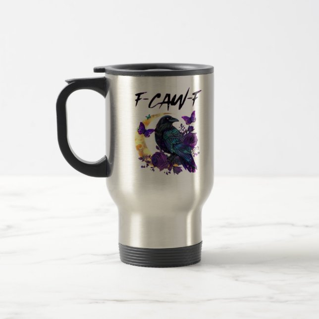 Mug De Voyage Crow F Caw F Funny Bird Moon Gothic Design (Gauche)