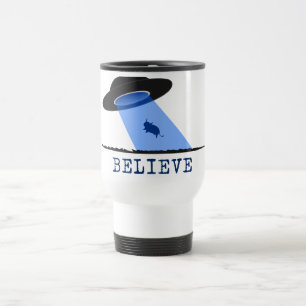 Mug De Voyage Croyez (UFO rayonnant vers le haut de la vache)