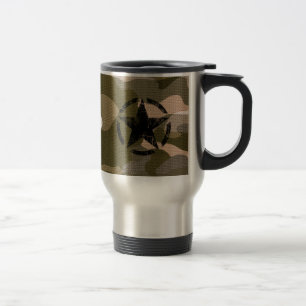 Mug De Voyage Cru de pochoir d'étoile sur le camouflage