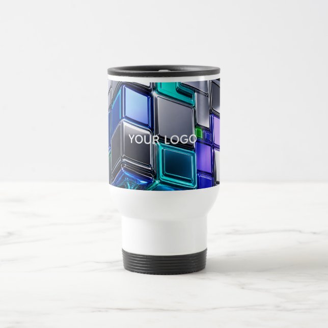 Mug De Voyage Cube de puzzle chromé futuriste  (Centre)