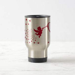 Mug de voyage Cupidon & coeurs mignon