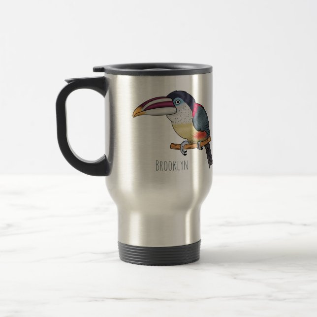 Mug De Voyage Curl crested aracari bird cartoon (Gauche)
