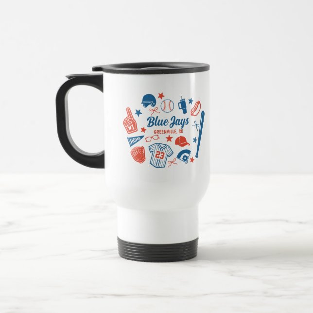 Mug De Voyage Custom Baseball Maman Fier Softball Mama Jour (Gauche)