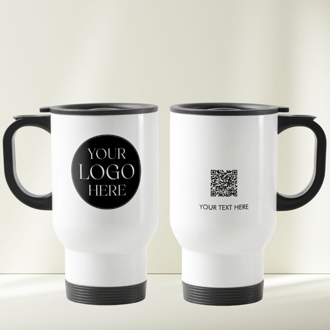 Mug De Voyage Custom Company Business Logo QR Code Promotional (Front and Back)