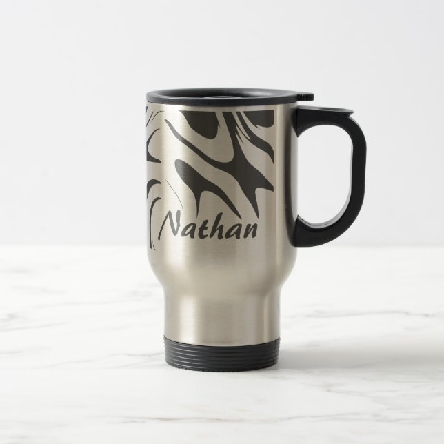 Mug De Voyage Custom Grey Abstract Swirly Pattern Personalised (Droit)