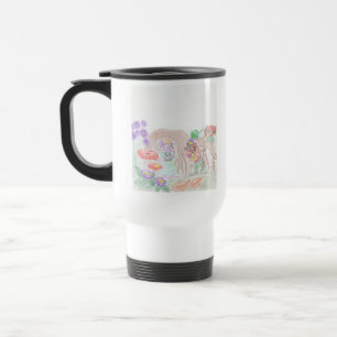 Mug De Voyage Custom Kids Artwork, deux mignonnes souris, fleurs