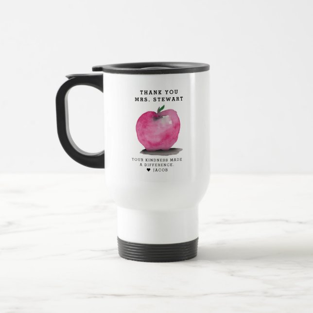 Mug De Voyage Custom Name Apple Personalized Teacher Thank You  (Gauche)