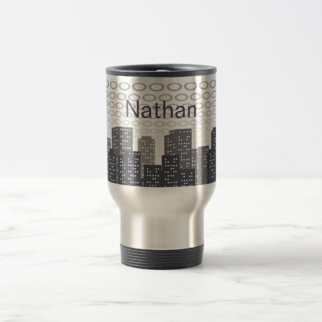 Mug De Voyage Custom Urban Cityscape Shades of Grey Personalised (Centre)