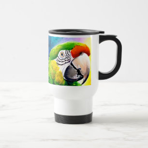 Mug De Voyage Cute AI Généré Perrots Gros Plan