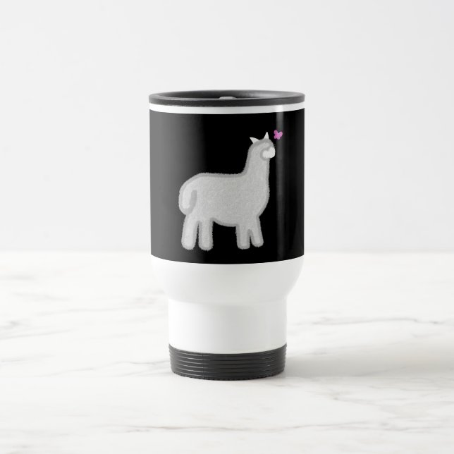Mug De Voyage Cute Alpaca avec papillon rose étincelant (Centre)
