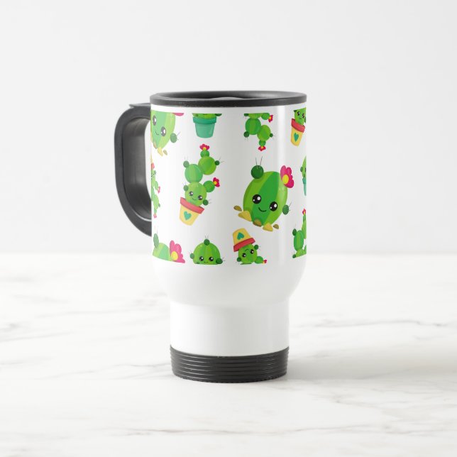 Mug De Voyage Cute Cactus, Green Cactus, Motif Cactus (Devant gauche)