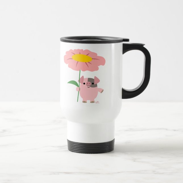 Mug De Voyage Cute Cartoon Piggy Avec Un Cadeau (Rose) Commuter  (Droite)