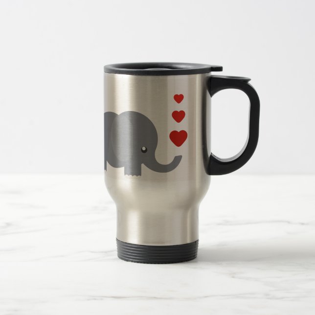 Mug De Voyage Cute elephant with hewhimsical love (Droit)