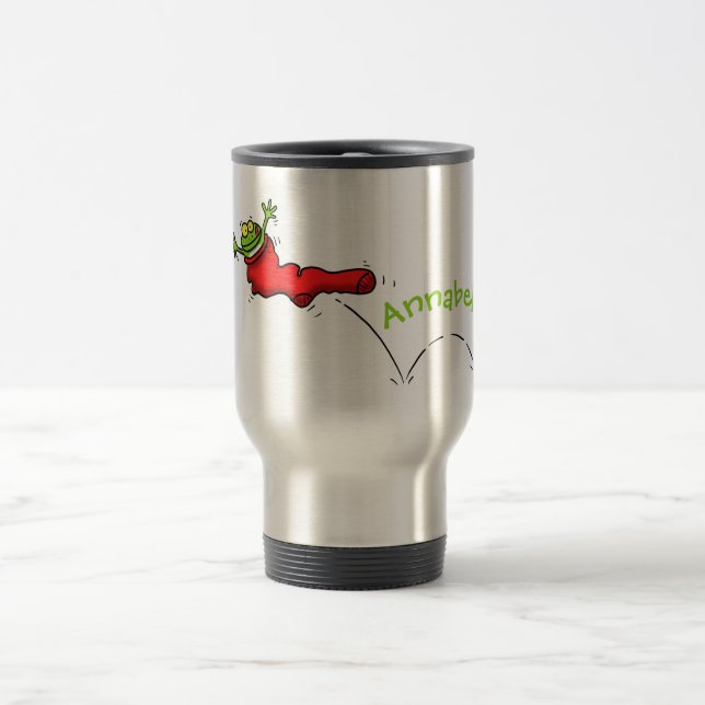 Mug De Voyage Cute grenouille dans une chaussette rouge saut de  (Centre)