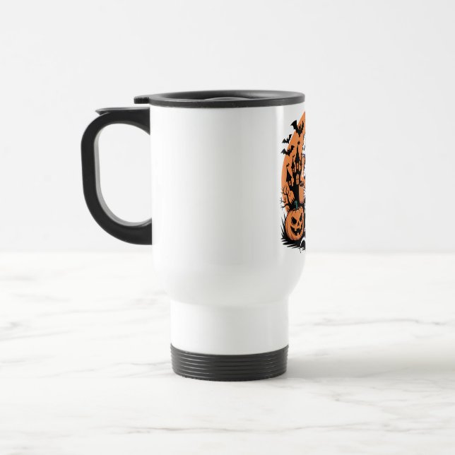 Mug De Voyage Cute Halloween Dragon Squelette avec café (Gauche)