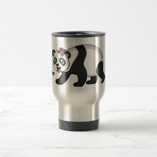 Mug De Voyage Cute happy panda bear with flower cartoon