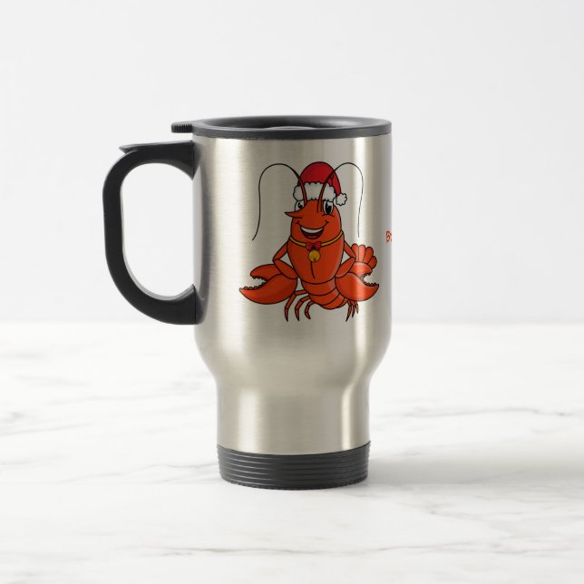Mug De Voyage Cute joyeux homard portant le dessin du casquette  (Gauche)