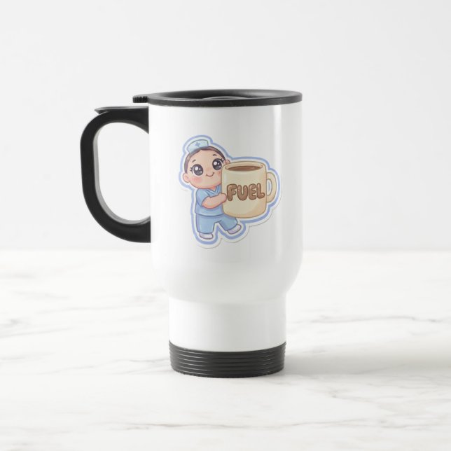 Mug De Voyage Cute Kawaii Chibi Nurse Giant Coffee Fuel  (Gauche)