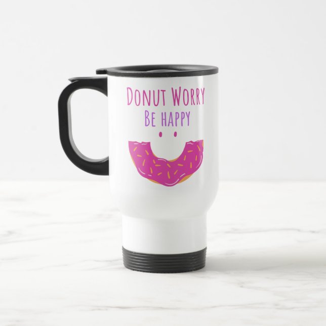 Mug De Voyage Cute Kawaii Donut Attention Soyez Heureux Donut (Gauche)