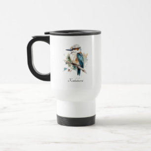 Mug De Voyage Cute Kookaburra sur une branche peinte en aquarell
