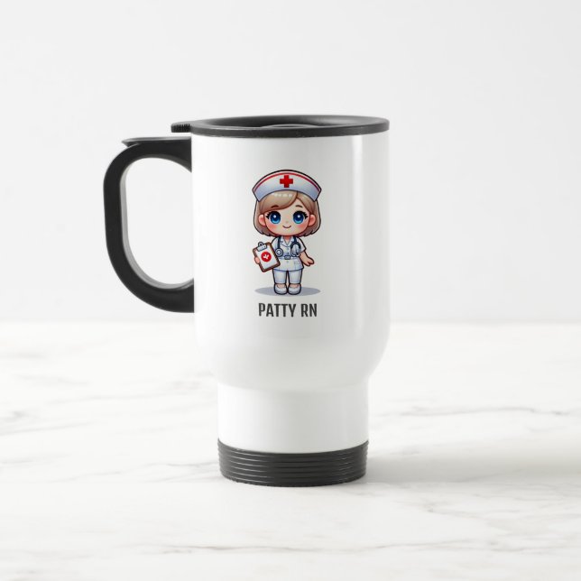 Mug De Voyage Cute Manga Nurse avec cheveux blond bleu yeux Pers (Gauche)