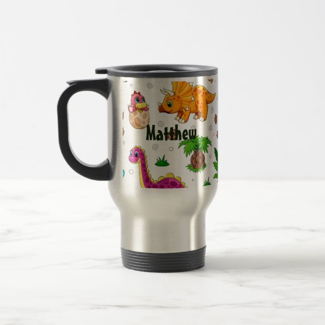 Mug De Voyage Cute Motif sans couture Jurassic Dinosaur (Gauche)