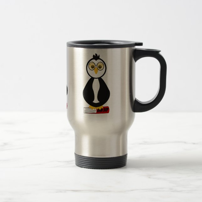 Mug De Voyage Cute Nerdy Bookworm Penguin (Droit)
