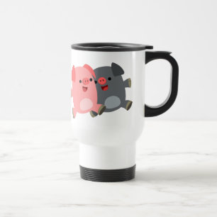 Mug De Voyage Cute Noir et Blanc Cartographie Cochons Commuter M