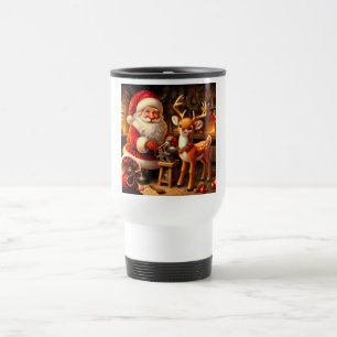 Mug De Voyage Cute Père Noël et Reindeer