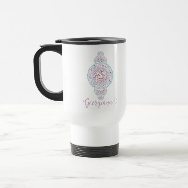 Mug De Voyage Cute personnalisée Kawaii Bunny Ornamental Mandala (Gauche)
