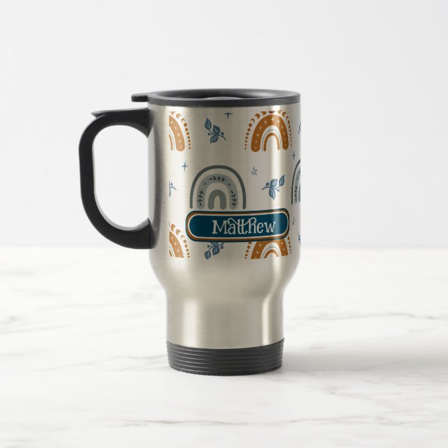 Mug De Voyage Cute Retro Boho Celestial Motif Personnalisé (Gauche)