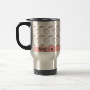 Mug De Voyage Cute rose blanc Motif de coeur floral