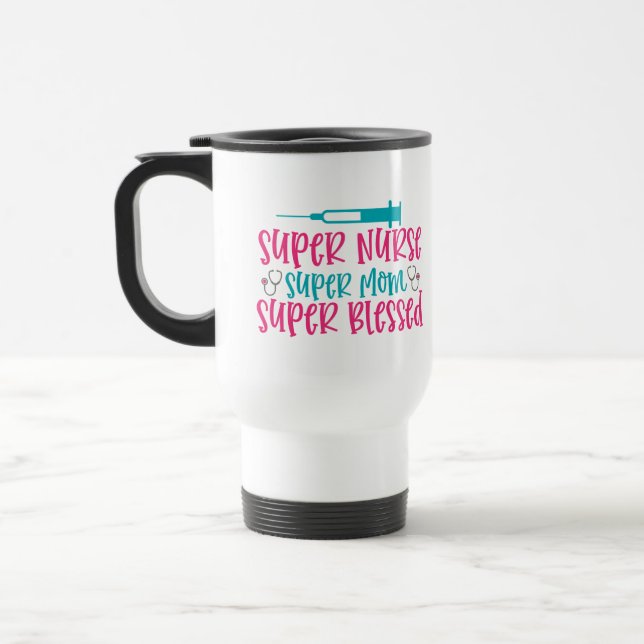 Mug De Voyage Cute super infirmière mot art (Gauche)
