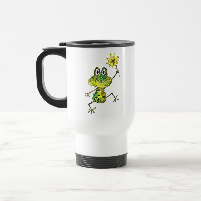 Mug De Voyage Cute Whimsical Happy Frog (Gauche)