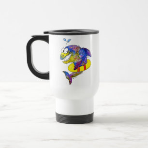 Mug De Voyage Cute Whimsical Requin coloré en flotteur