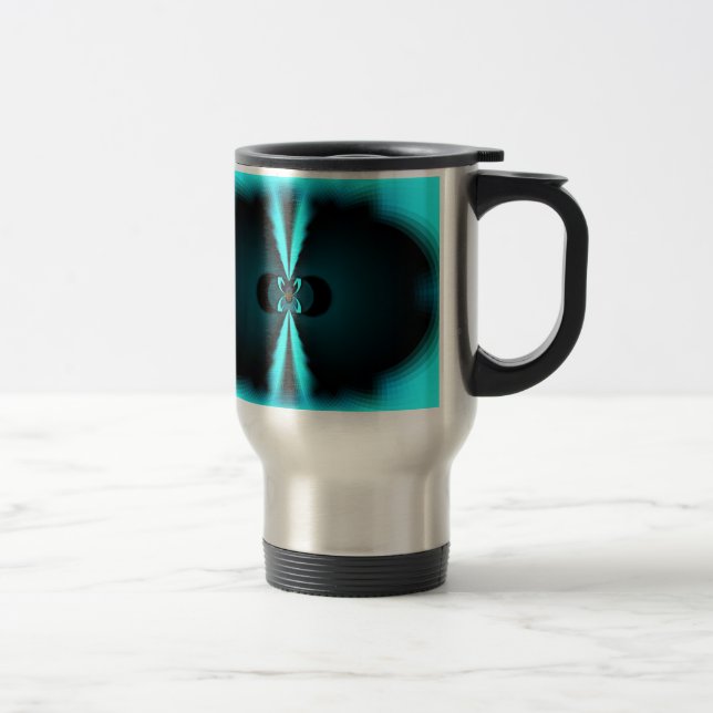 Mug De Voyage Cyan et Black Abstrait Art Print (Droit)