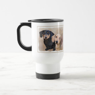 Mug De Voyage Dachshund (Smooth) Peinture - Art Chien original